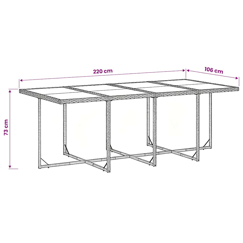vidaXL 9 Piece Garden Dining Set with Cushions Grey Poly Rattan