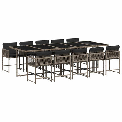 vidaXL Garden Dining Set | Grey | PE Rattan | 11 Piece Set | Foldable