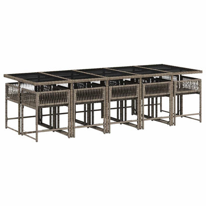 vidaXL Garden Dining Set | Grey | PE Rattan | 11 Piece Set | Foldable
