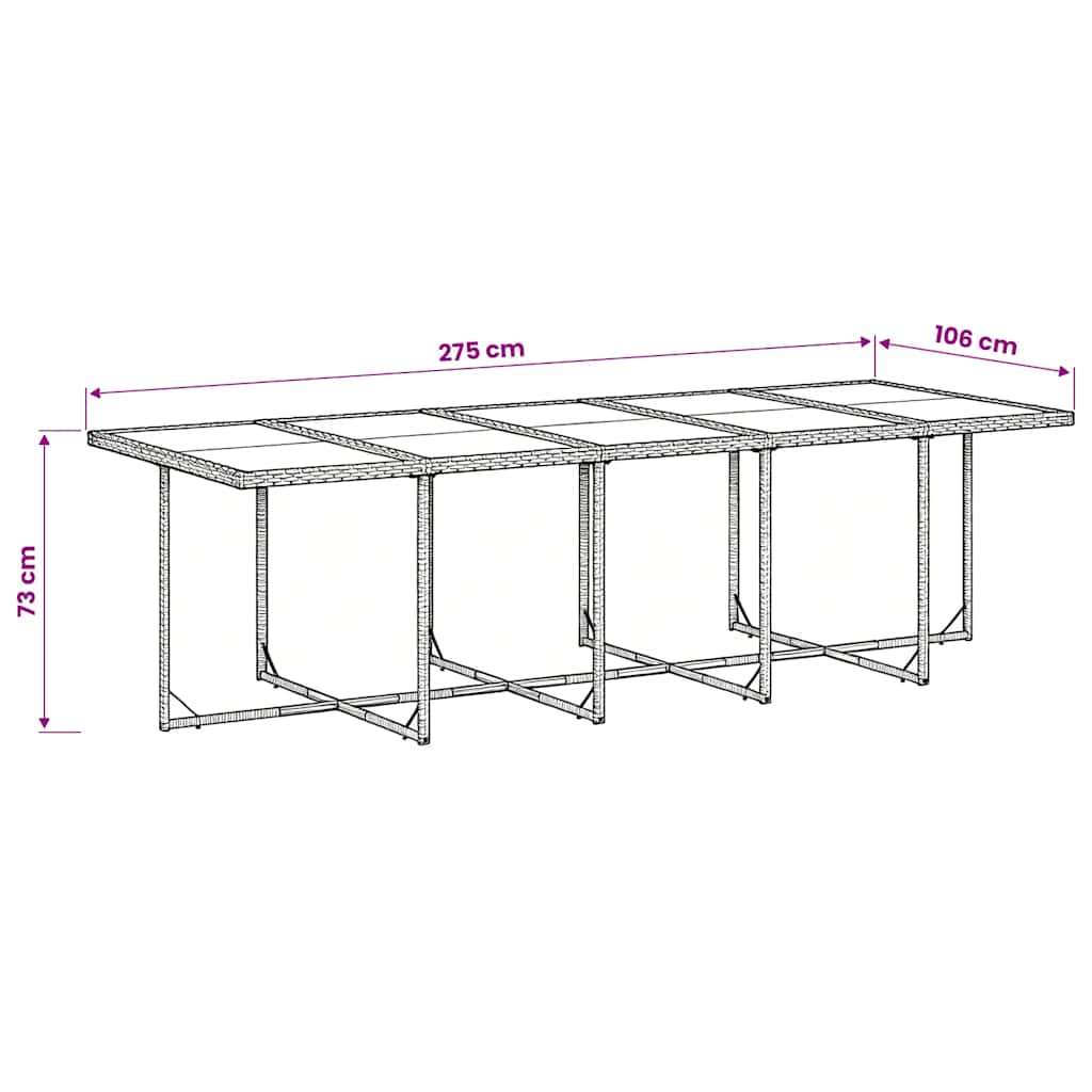vidaXL Garden Dining Set | Grey | PE Rattan | 11 Piece Set | Foldable