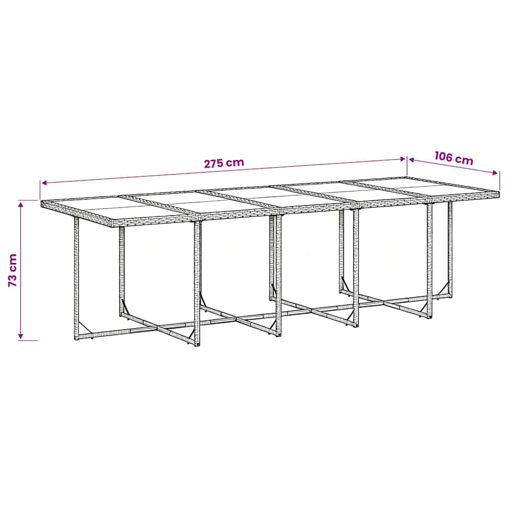 vidaXL 11 Piece Garden Dining Set with Cushions Grey Poly Rattan