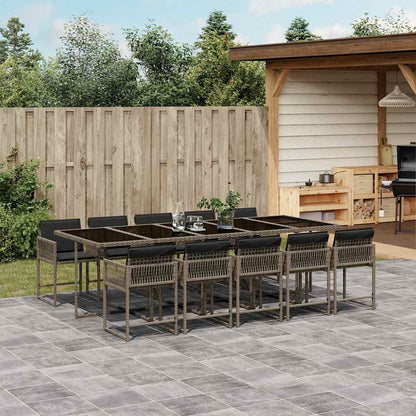 vidaXL Garden Dining Set | Grey | PE Rattan | 11 Piece Set | Foldable