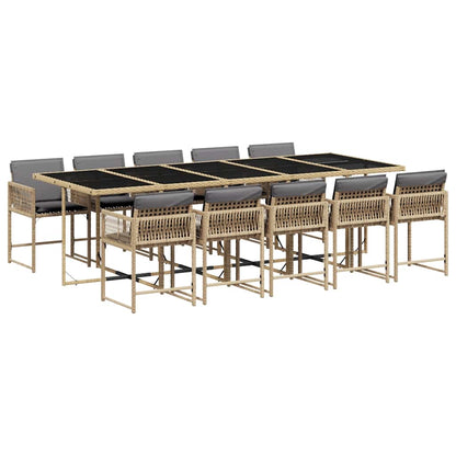 vidaXL Garden Dining Set | Mix beige | PE rattan | 10-seater | Foldable