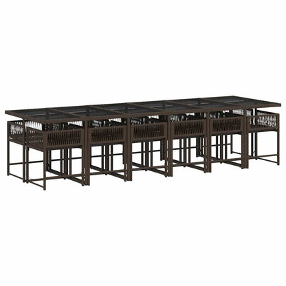vidaXL 13 Piece Garden Dining Set with Cushions Brown Poly Rattan