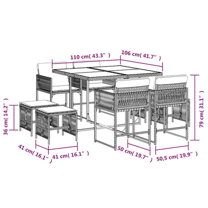 vidaXL Garden Dining Set | Grey, Dark Grey, Black