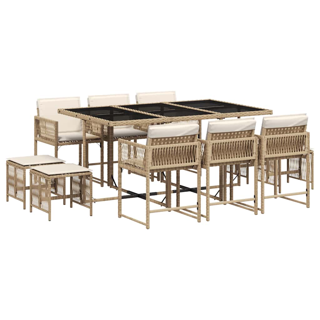 vidaXL Garden Dining Set | Beige, Cream White, Black