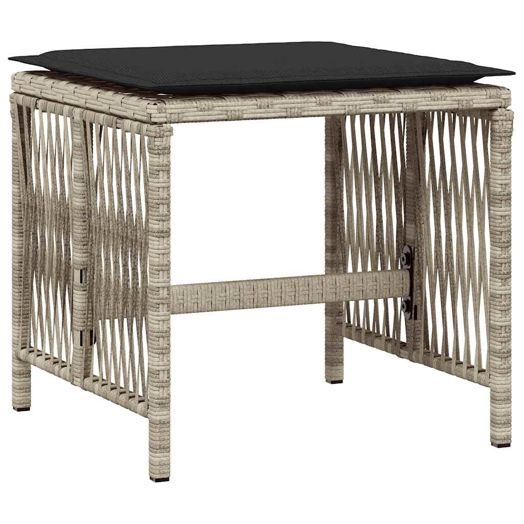 vidaXL 17 Piece Garden Dining Set with Cushions Light Grey Poly Rattan