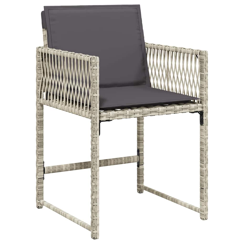 vidaXL 17 Piece Garden Dining Set with Cushions Light Grey Poly Rattan