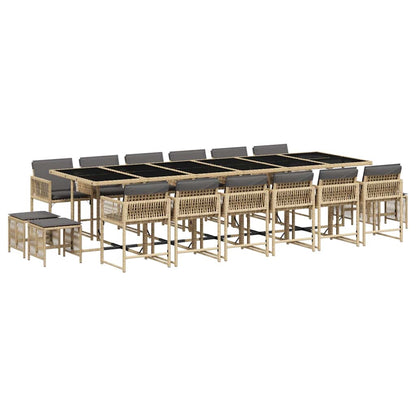 vidaXL 17 Piece Garden Dining Set with Cushions Mix Beige Poly Rattan
