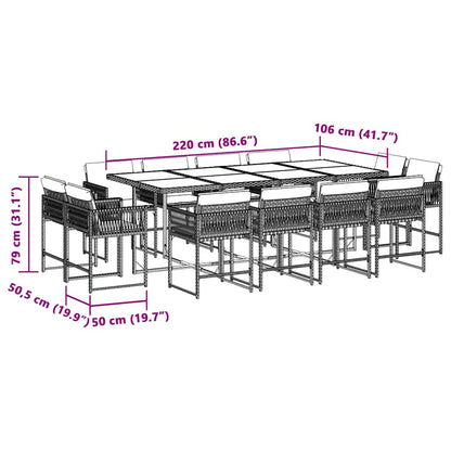 vidaXL 13 Piece Garden Dining Set with Cushions Mix Beige Poly Rattan