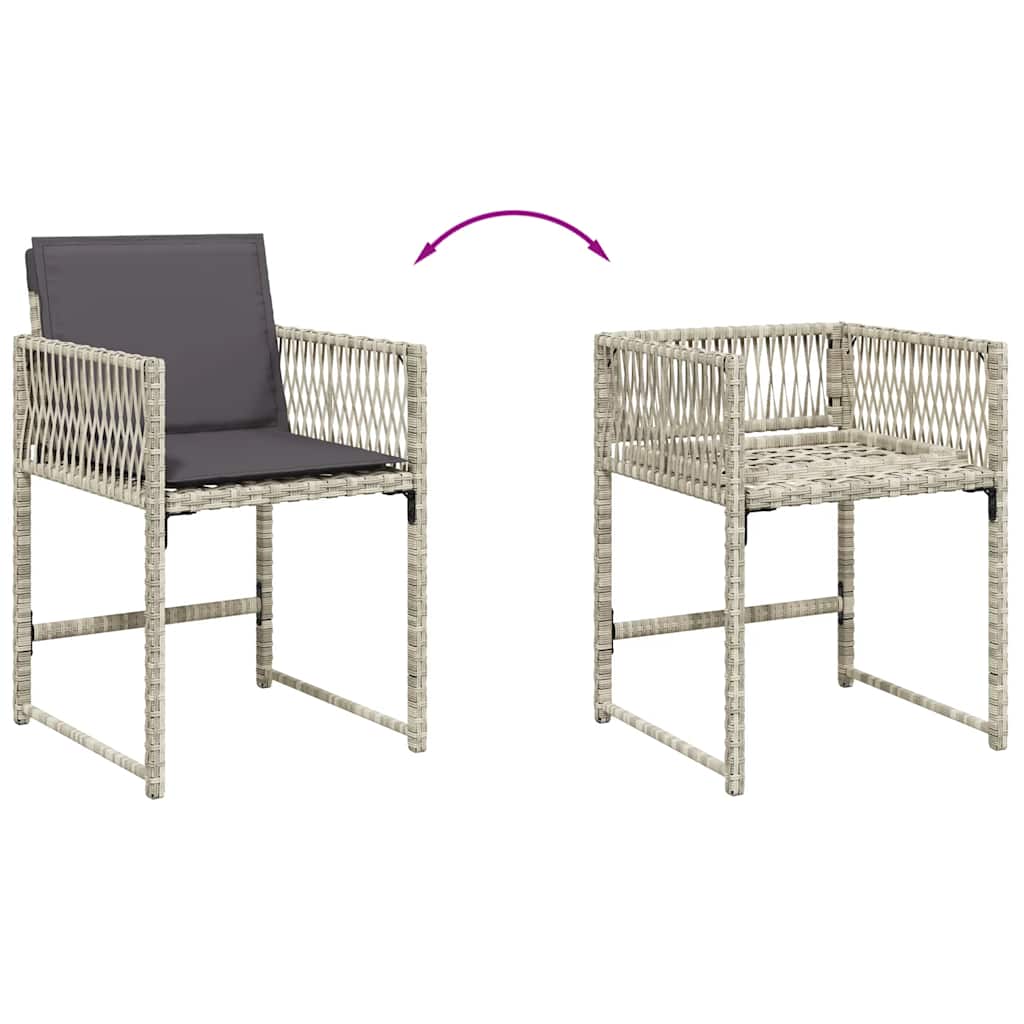 vidaXL 17 Piece Garden Dining Set with Cushions Light Grey Poly Rattan