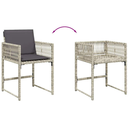 vidaXL 17 Piece Garden Dining Set with Cushions Light Grey Poly Rattan