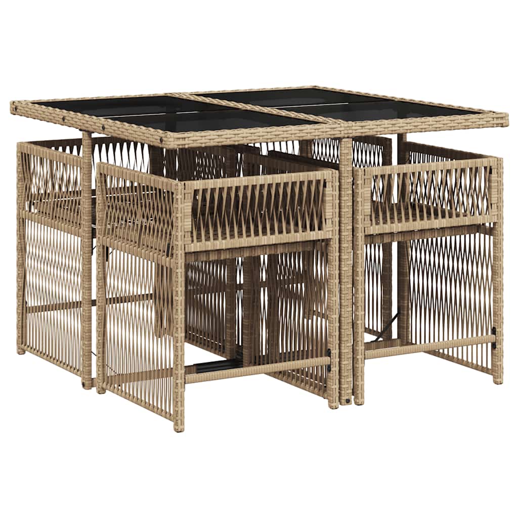 vidaXL Garden Dining Set | Mix Beige with Light Grey Cushions
