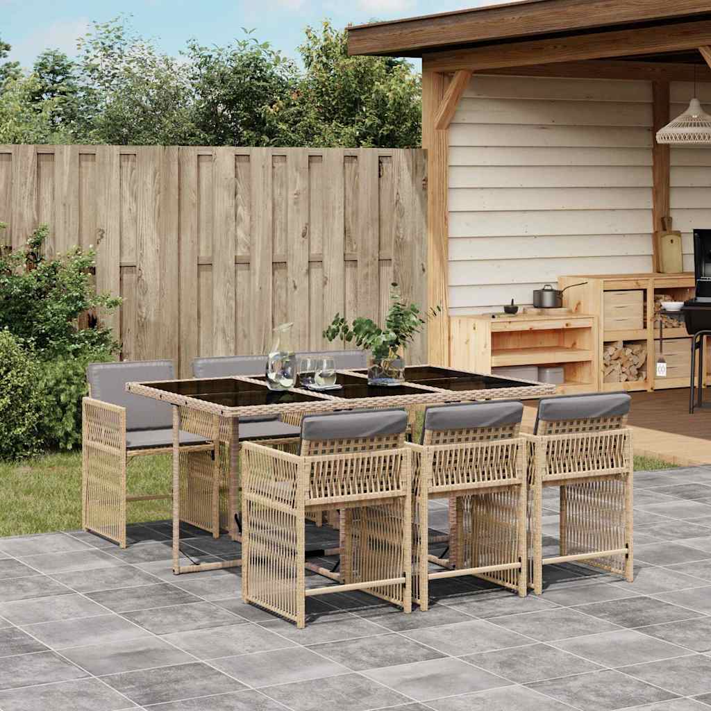 vidaXL Garden Dining Set | Mix beige | PE rattan | Medium | Stackable