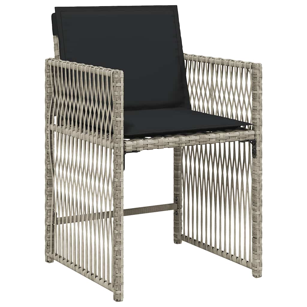 vidaXL 9 Piece Garden Dining Set with Cushions Light Grey Poly Rattan