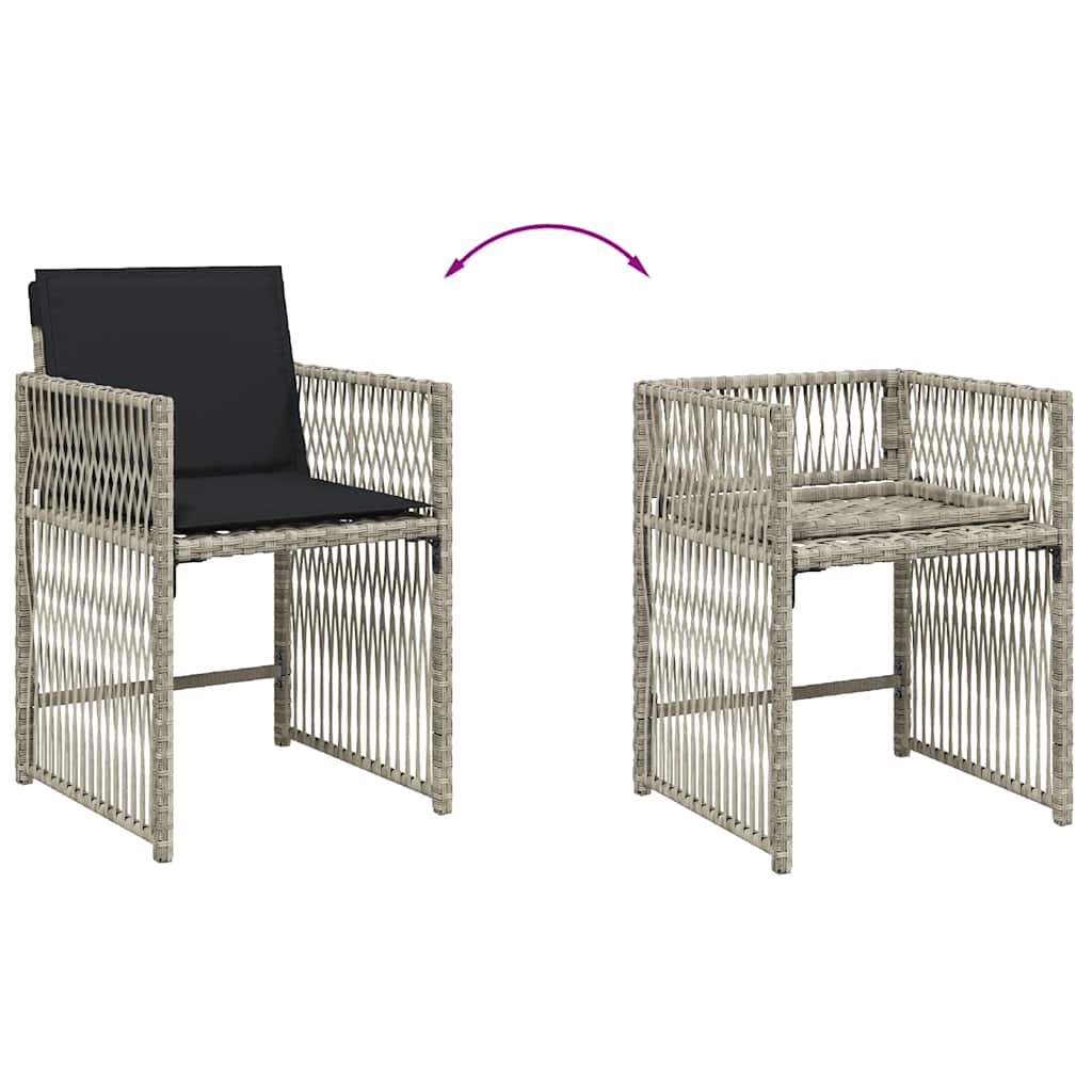 vidaXL 13 Piece Garden Dining Set with Cushions Light Grey Poly Rattan