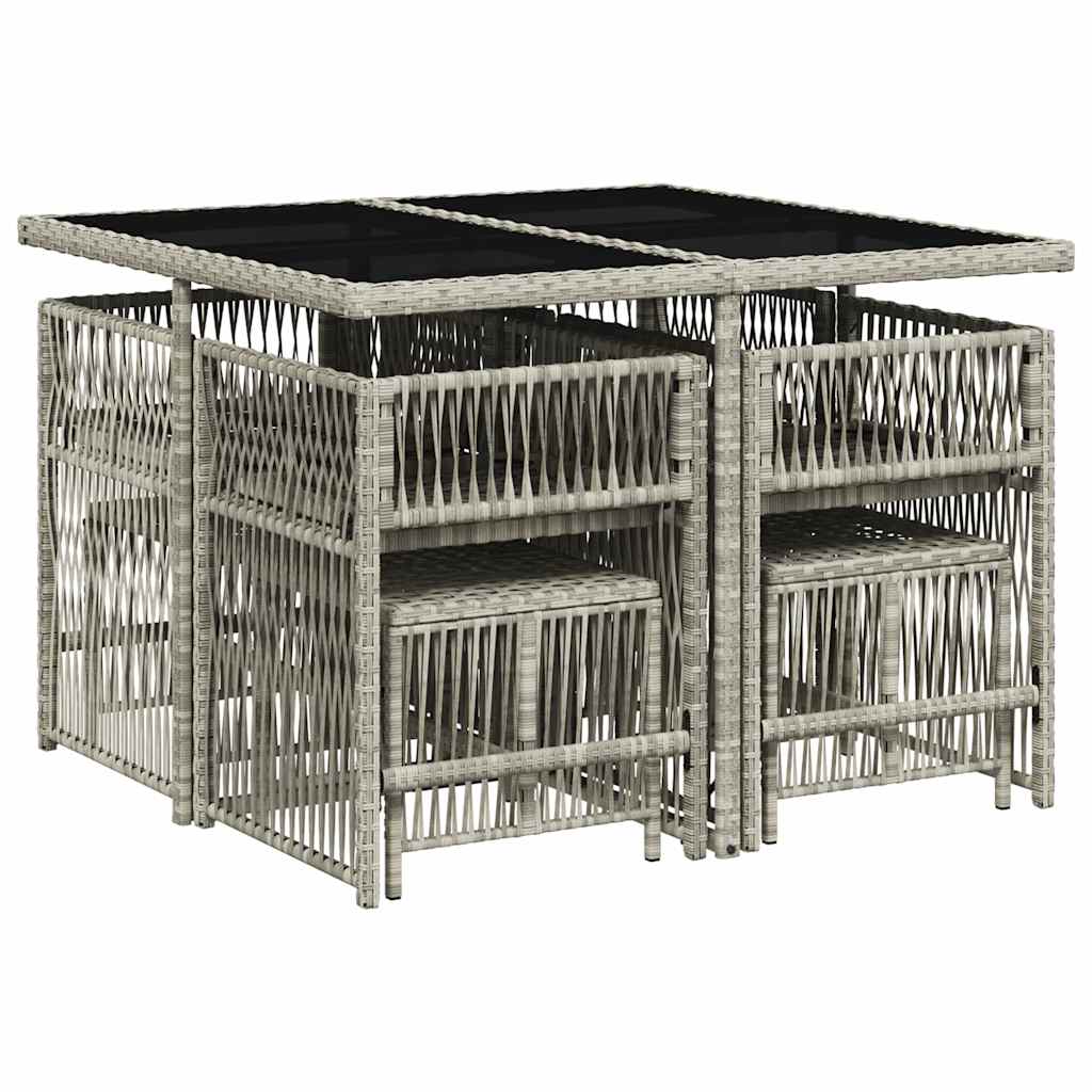 vidaXL 9 Piece Garden Dining Set with Cushions Light Grey Poly Rattan