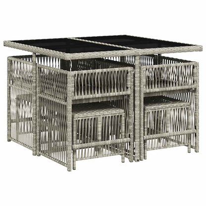 vidaXL 9 Piece Garden Dining Set with Cushions Light Grey Poly Rattan