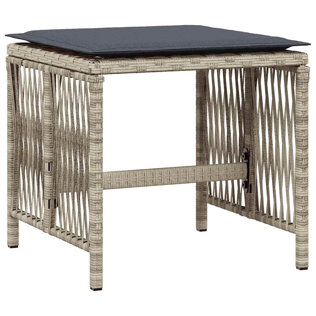 vidaXL 11 Piece Garden Dining Set with Cushions Light Grey Poly Rattan