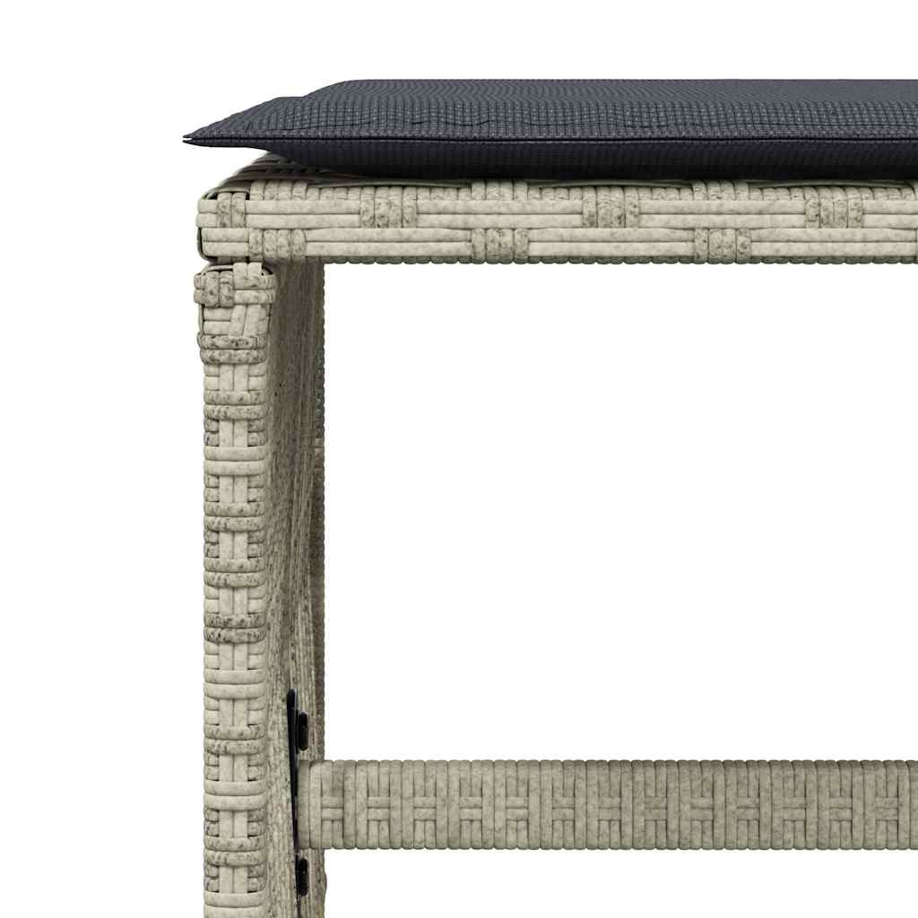 vidaXL 11 Piece Garden Dining Set with Cushions Light Grey Poly Rattan