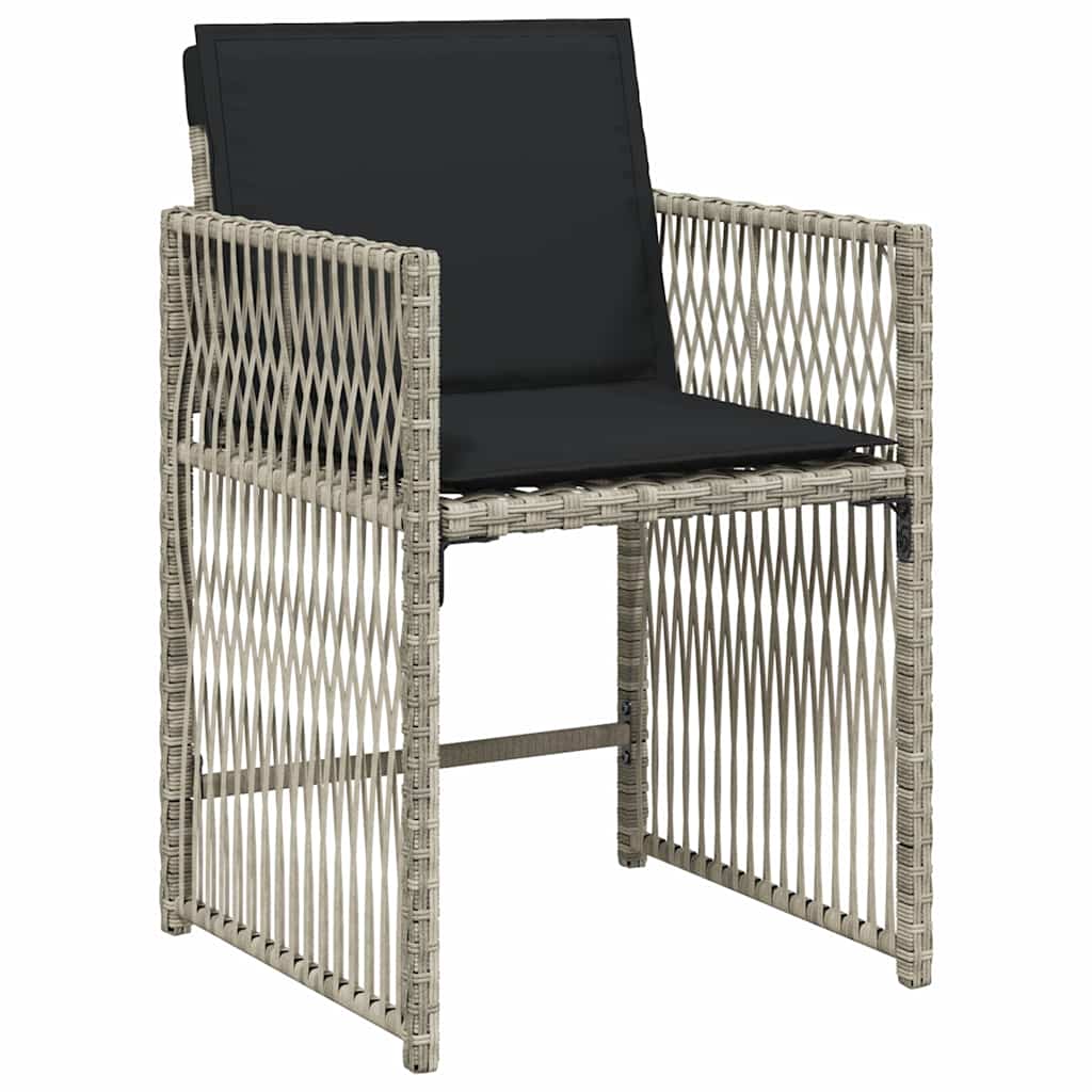 vidaXL 13 Piece Garden Dining Set with Cushions Light Grey Poly Rattan