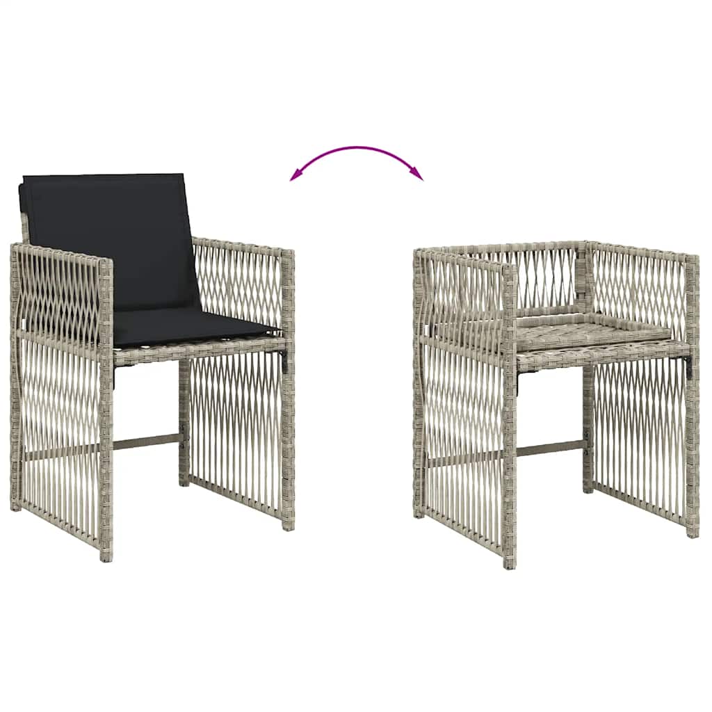 vidaXL 13 Piece Garden Dining Set with Cushions Light Grey Poly Rattan