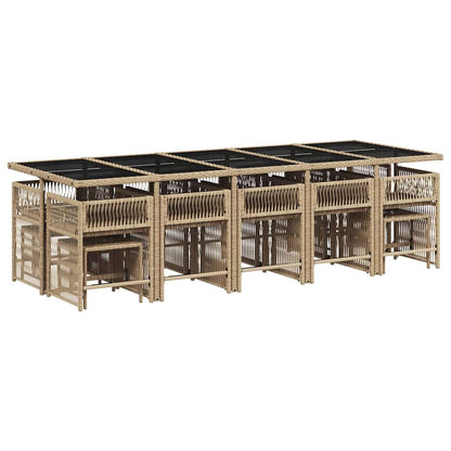 vidaXL Garden Dining Set | Beige and Cream White | PE Rattan | Large | Stackable