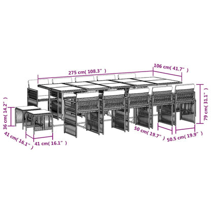 vidaXL Garden Dining Set | Beige and Cream White | PE Rattan | Large | Stackable