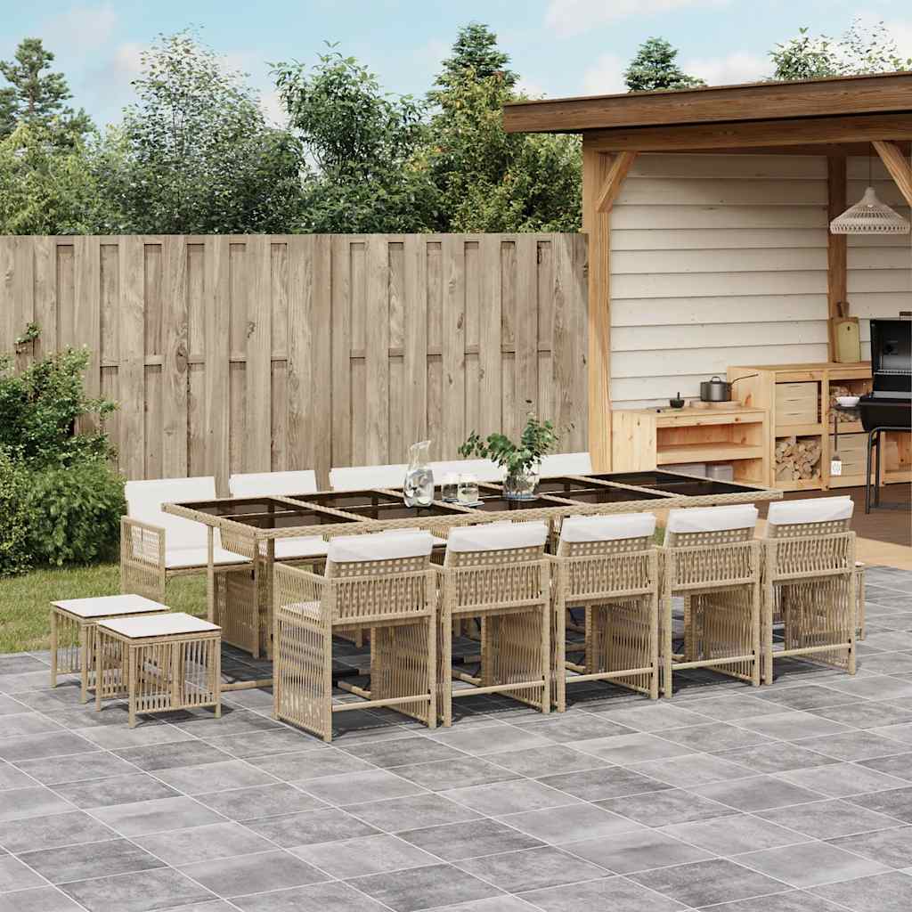 vidaXL Garden Dining Set | Beige and Cream White | PE Rattan | Large | Stackable