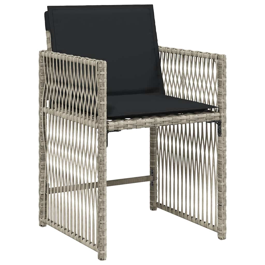 vidaXL 15 Piece Garden Dining Set with Cushions Light Grey Poly Rattan