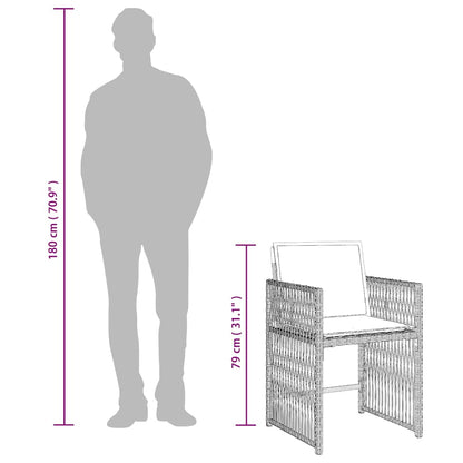 vidaXL 17 Piece Garden Dining Set with Cushions Light Grey Poly Rattan