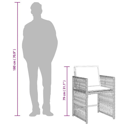 vidaXL 13 Piece Garden Dining Set with Cushions Light Grey Poly Rattan