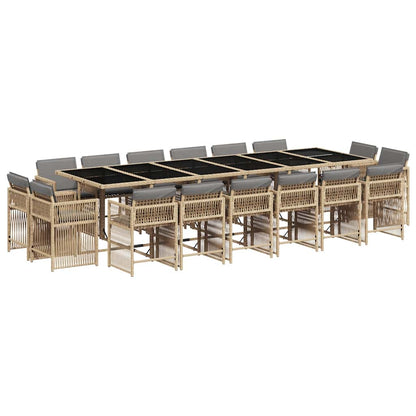 vidaXL 17 Piece Garden Dining Set with Cushions Mix Beige Poly Rattan