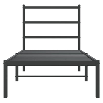 vidaXL Metal Bed Frame without Mattress with Headboard Black 75x190cm
