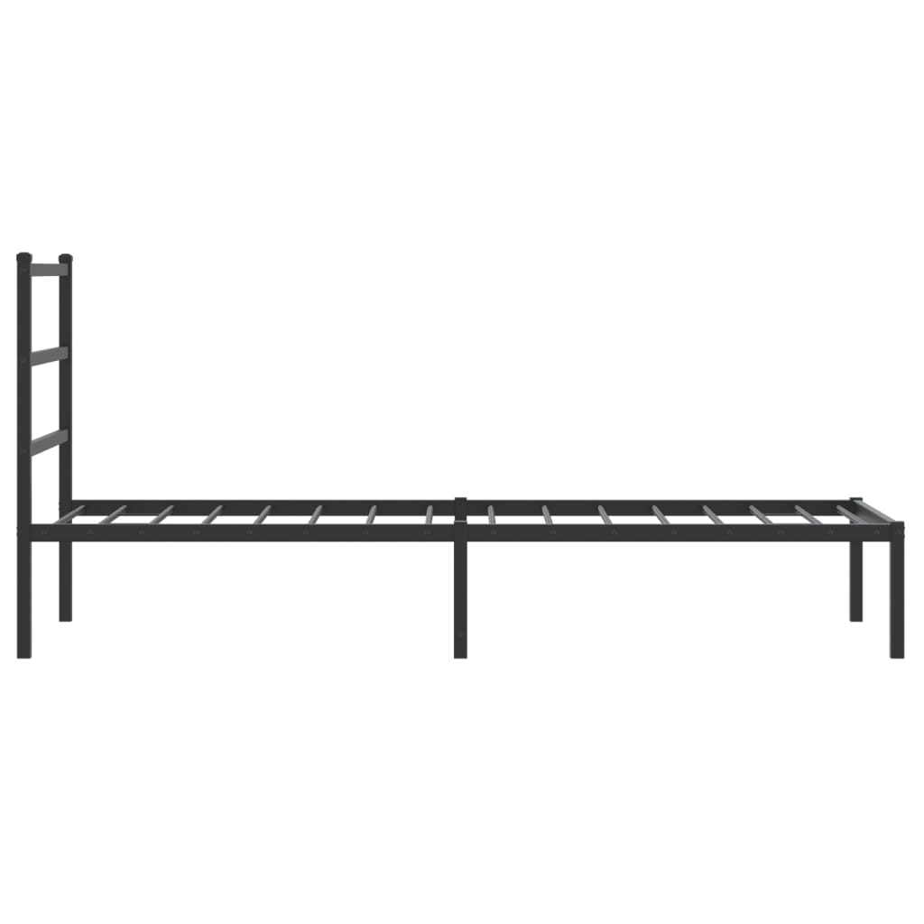 vidaXL Metal Bed Frame without Mattress with Headboard Black 75x190cm