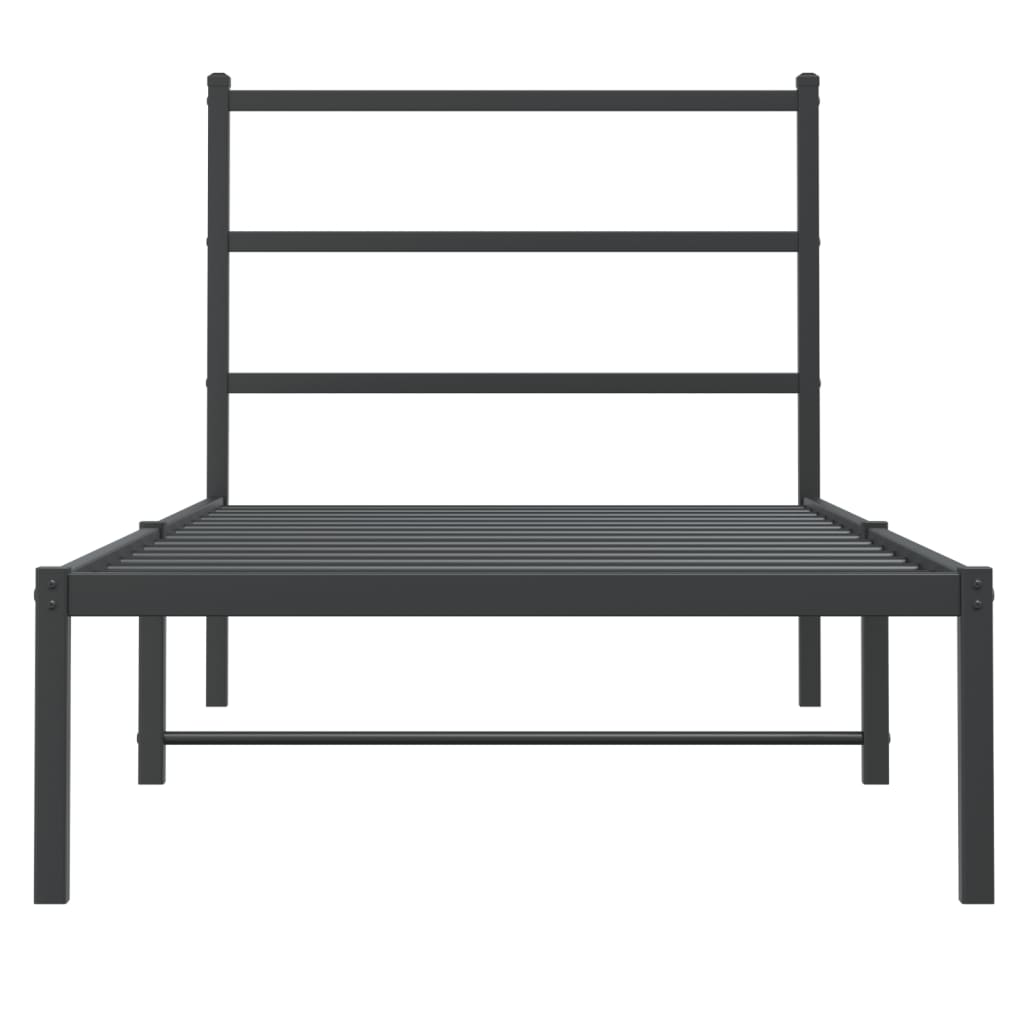 vidaXL Metal Bed Frame without Mattress with Headboard Black 90x190cm