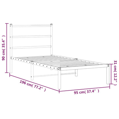vidaXL Metal Bed Frame without Mattress with Headboard Black 90x190cm