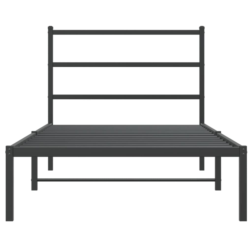 vidaXL Metal Bed Frame without Mattress with Headboard Black 100x200cm