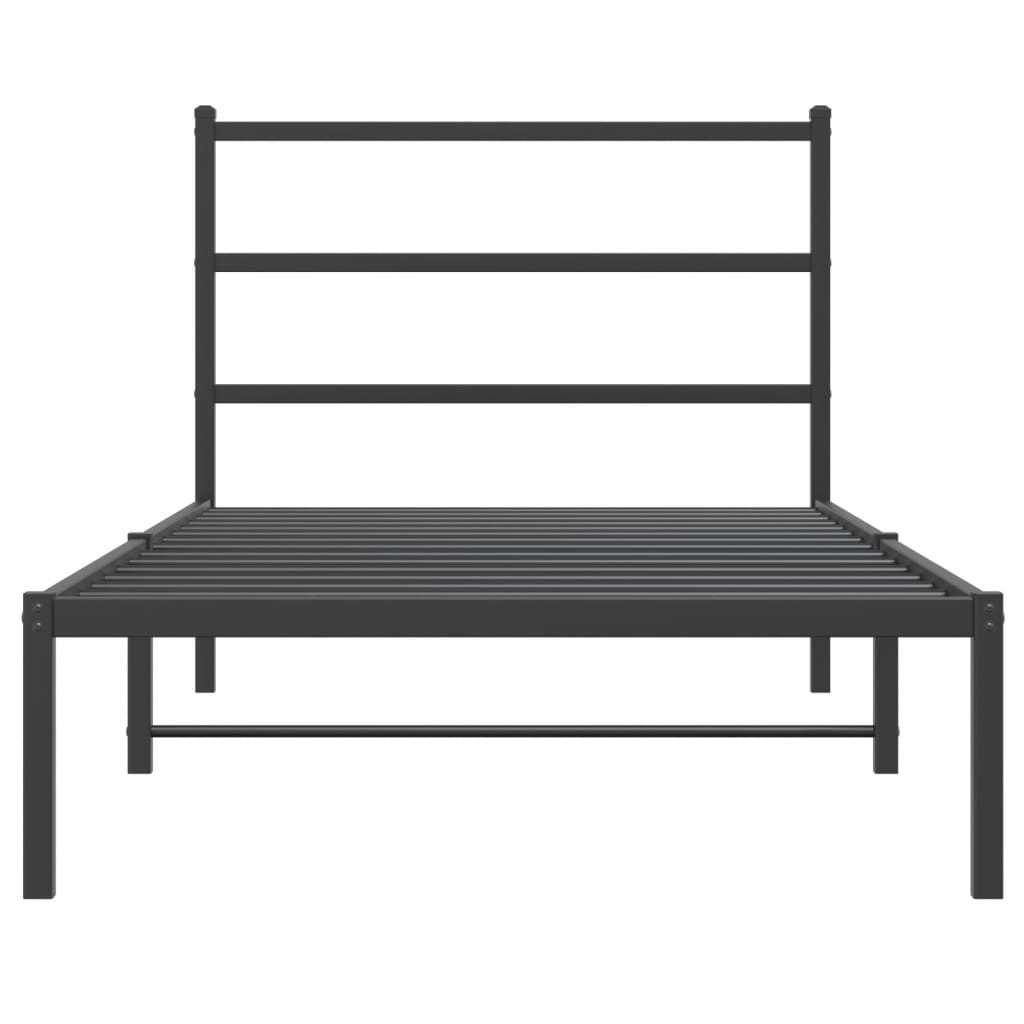vidaXL Metal Bed Frame without Mattress with Headboard Black 107x203cm