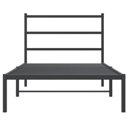 vidaXL Metal Bed Frame without Mattress with Headboard Black 107x203cm
