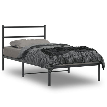 vidaXL Metal Bed Frame without Mattress with Headboard Black 107x203cm