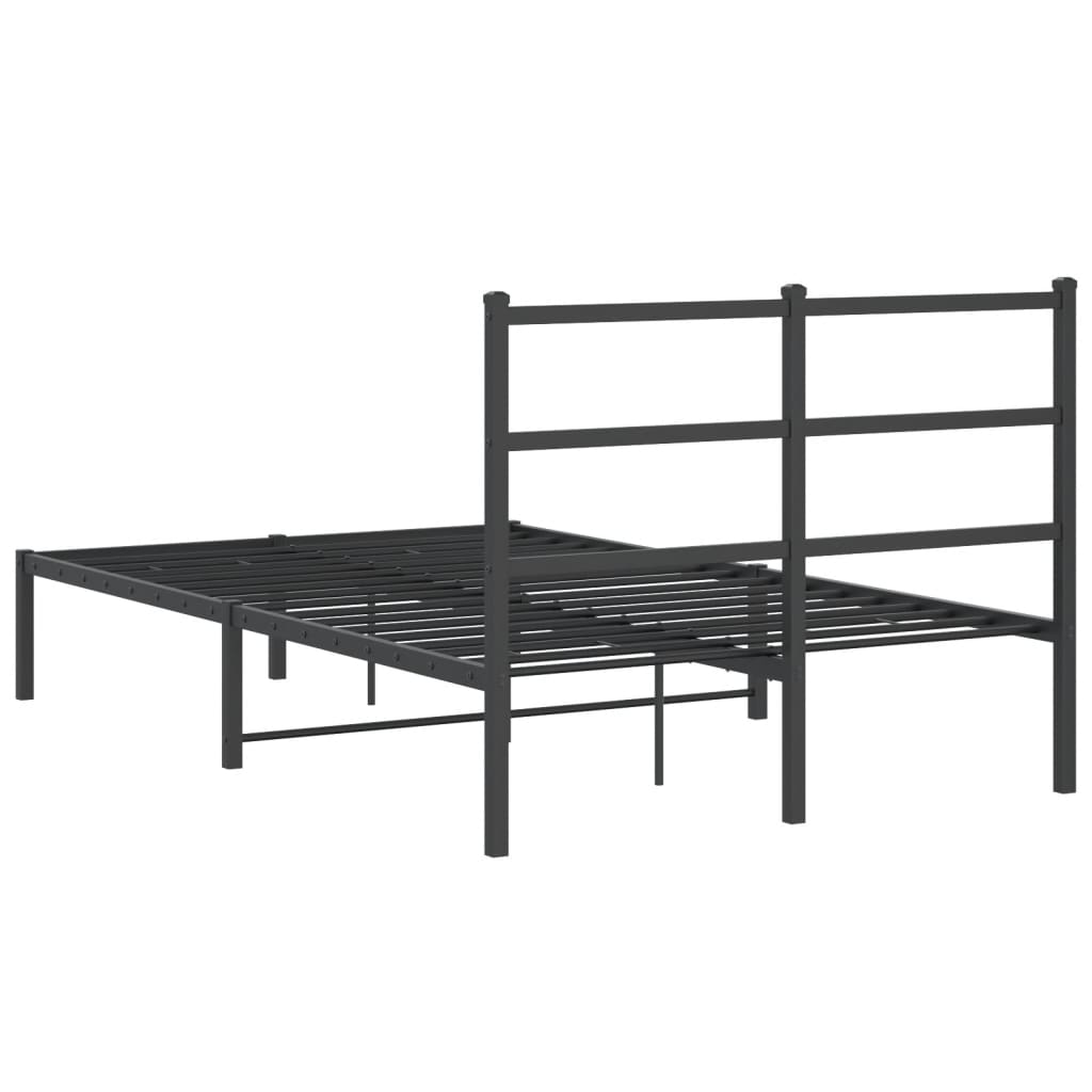 vidaXL Metal Bed Frame without Mattress with Headboard Black 120x190cm