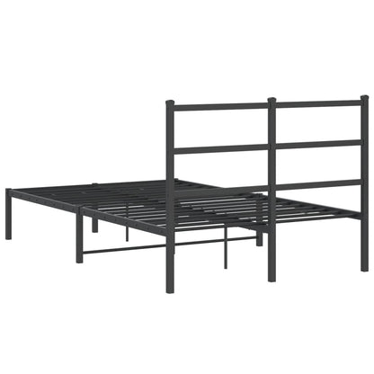 vidaXL Metal Bed Frame without Mattress with Headboard Black 120x190cm