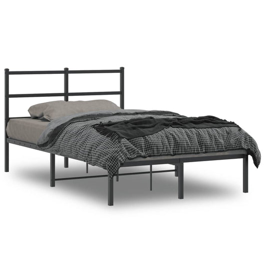 vidaXL Metal Bed Frame without Mattress with Headboard Black 120x190cm