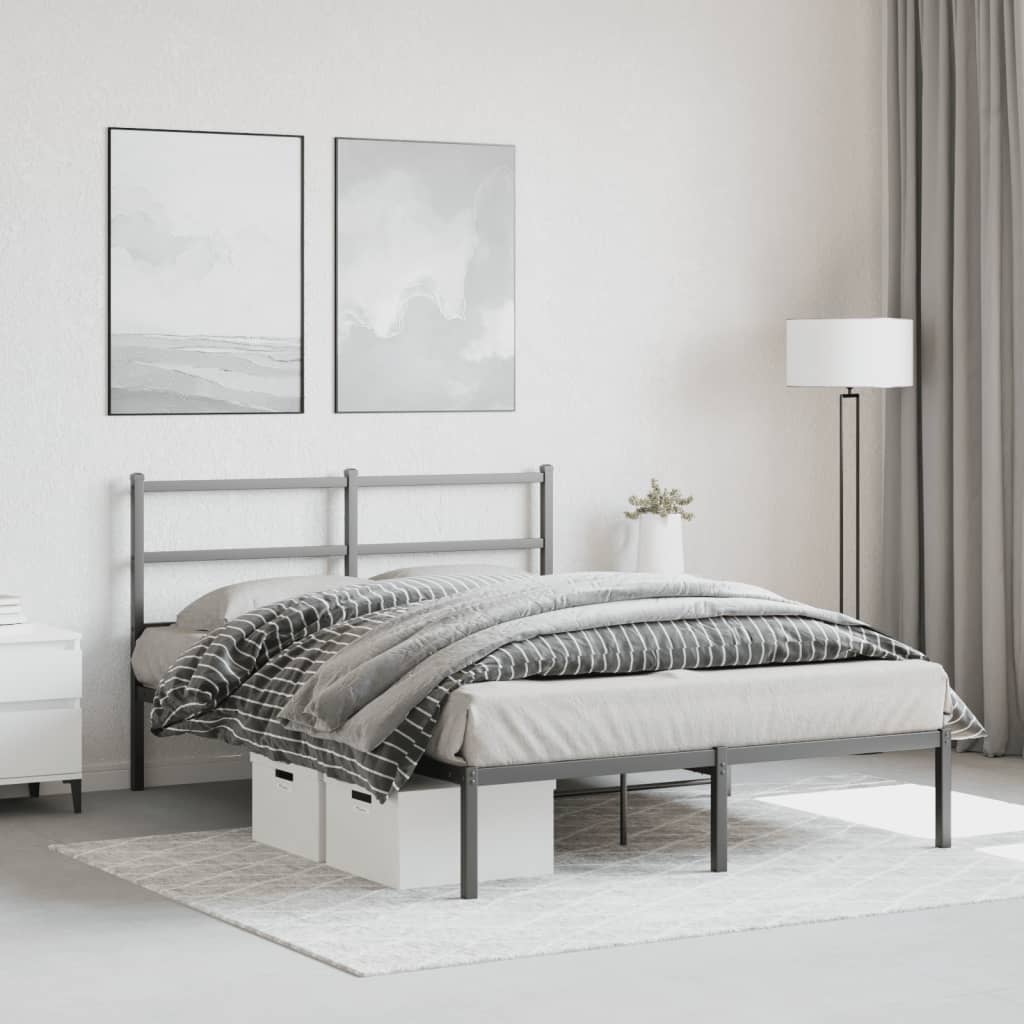vidaXL Metal Bed Frame without Mattress with Headboard Black 140x190cm