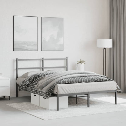vidaXL Metal Bed Frame without Mattress with Headboard Black 140x190cm