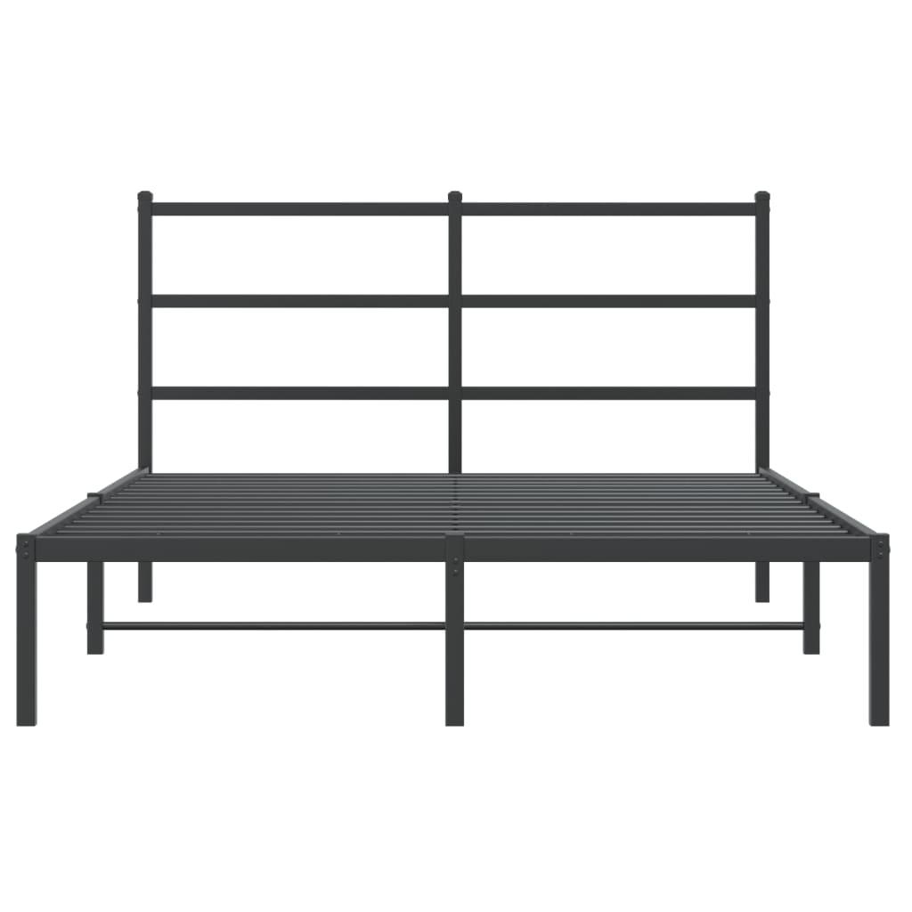 vidaXL Metal Bed Frame without Mattress with Headboard Black 140x190cm
