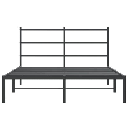 vidaXL Metal Bed Frame without Mattress with Headboard Black 140x190cm