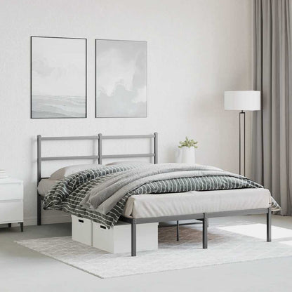 vidaXL Metal Bed Frame without Mattress with Headboard Black 140x200cm