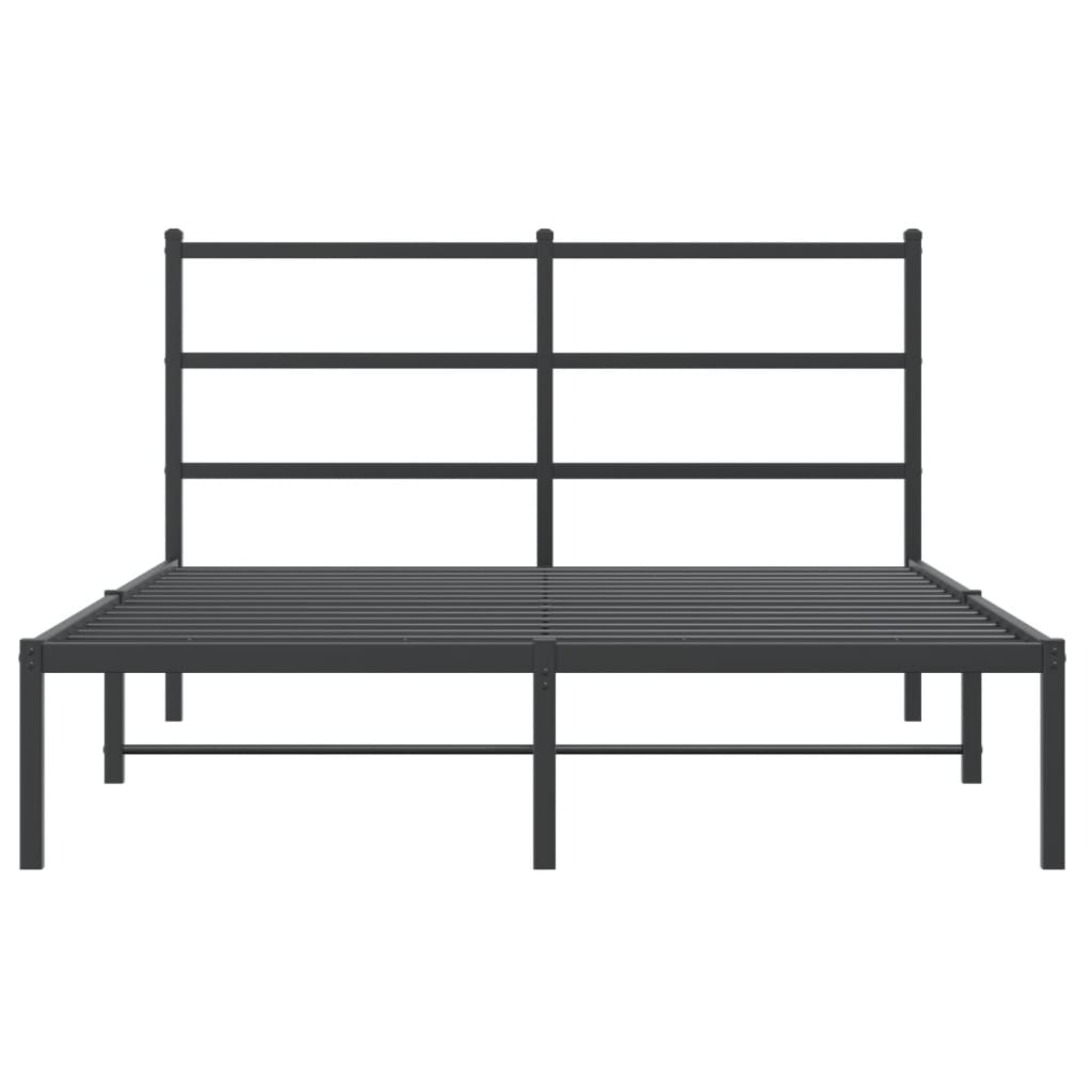 vidaXL Metal Bed Frame without Mattress with Headboard Black 140x200cm